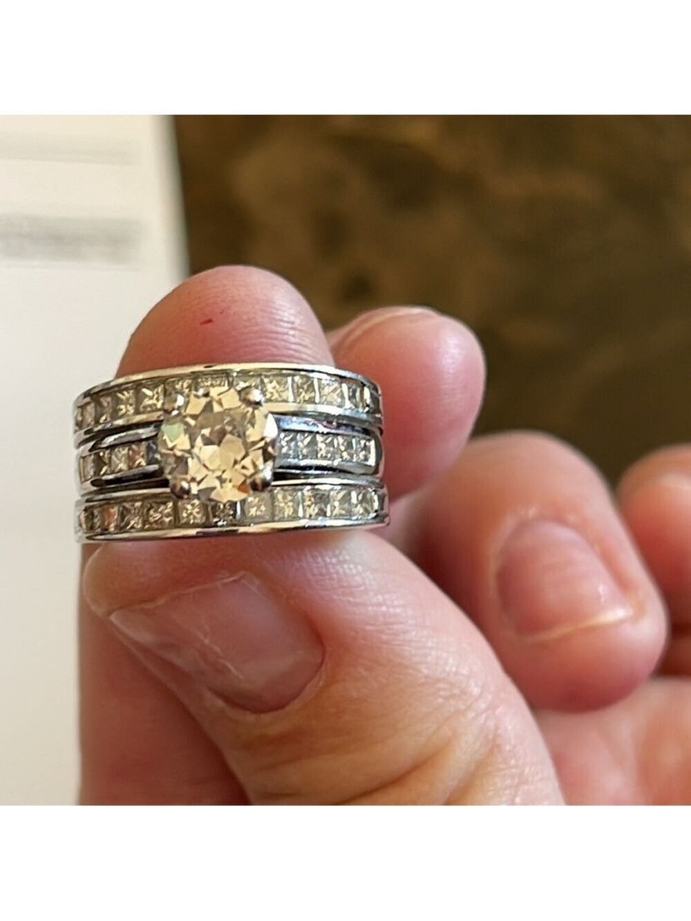 HOST PICKED Diamond Engagement Ring Set 18k White Gold With A Platinum Head Size